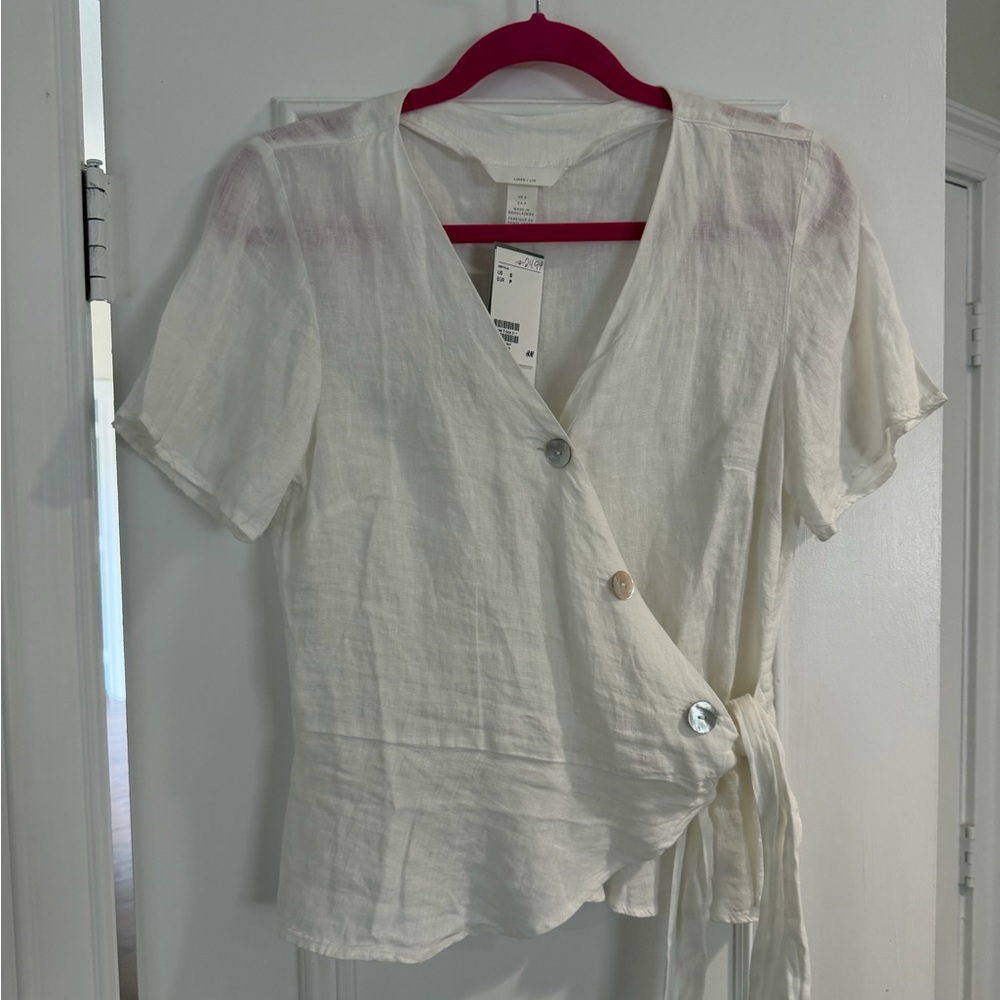 H&M Cream Wrap Blouse
